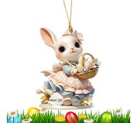 Adorno de conejito de Pascua - lindo 2 D plana conejito Bunging Placas, de mochila, 8 Cm/3.14inch Spring Festival Suministros para ventana de pared a través