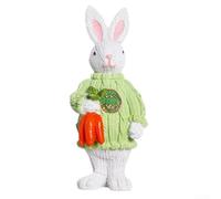 Adorno de Conejo de Resina 15cm para Decoración(Green) | Pintado a mano, detalles exquisitos, resina duradera, para ideal para primavera, 15x6.5cm