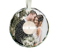 Adorno de cristal con letra de canción personalizada con foto de pareja 2025, adorno de disco de vidrio personalizado, regalos de nuestra primera Navidad juntos 2025, adorno de Navidad para parejas