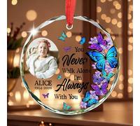 Adorno de cristal de recuerdo personalizado, regalo de recuerdo por la pérdida de un ser querido, decoración de árbol de Navidad