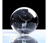 Adorno de cristal grabado con láser 3D Reno en miniatura Decoración del hogar Accesorios de decoración navideña Esfera-8cm bola_Solo bola