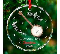 Adorno de cristal personalizado para amantes del banjo 2025, instrumento musical de banjo, recuerdo de Navidad, regalo para músicos profesores de música, adorno de banjoist para Navidad, adornos de