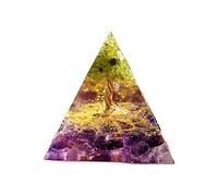 Adorno de cristal, piedra preciosa de pirámide de amatista, pirámide de árbol de la vida, pirámide de cristal curativa de Reiki, adorno de escritorio, decoración del hogar para meditación, 6 cm