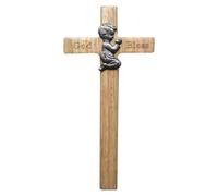 Adorno de cruz de bebé, de madera personalizado orando niño rezando niña bebé pared cruz regalos de bautismo, bendición para la primera comunión cumpleaños bautizo de ducha de