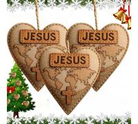Adorno De Cruz De Jesús con Forma De Corazón, De Fieltro Cosido a Mano, con Forma De Corazón, para El árbol De Navidad, Regalo para Católicos, Misioneros Y Creyentes Cristianos(3pcs)