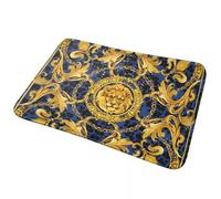 Adorno de Damasco de León Dorado 3D Felpudo Antideslizante Tapete Absorbente Alfombra para Entrada a la Cocina Alfombrillas para los pies del balcón de la casa - 60x90cm