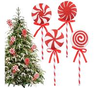 Adorno de de Navidad para árbol de Navidad, 4 Decoraciones clásicas de Lollipop para Navidad, decoración de Temporada de piruletas de Espuma roja y Blanca para la Escuela y la Onu