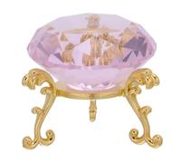 Adorno de Diamante de Cristal Artificial Rosa con Base Trípode Dorada | Acabado Facetado, 50mm de Tamaño, Pieza para Escritorio y Mesa de Boda