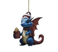 Adorno de dragón de Navidad de acrílico 2D Adorno de árbol de Navidad Adorno de dragón de Navidad Adorno Acrílico Doble impresión Regalo de elefante de Navidad Colgante divertido 2D para (B, One Size)