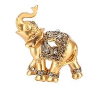 Adorno de Elefante, estatuilla de Oro Elegante de la Estatua con la trompa hacia Arriba Decoración de hogar de Riqueza Coleccionable(Los 9 * 9cm)