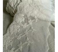 Adorno de encaje beige de 2 metros, 100% algodón, bordado, apliques, accesorios de ropa, 15 cm (valor predeterminado)