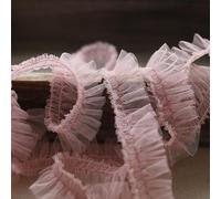 Adorno de encaje, borde gasa plisado, tela tul 1M, cinta 3,5 cm, adorno azul y morado, suministros guipur costura, material cordones rosa verde Dentelle(See chart-a)