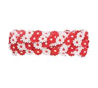 Adorno de encaje con flores de margarita, 15 yardas de tela de encaje de poliéster para manualidades y costura DIY, decoración de bodas y envoltorio de regalos, delicado adorno (rojo blanco)