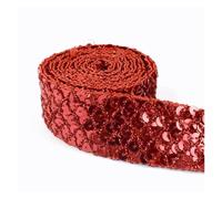 Adorno de encaje con lentejuelas Cinta for ajuste, cordón de lentejuelas 5/10 metros y 35mm for ropa escenario, vestido baile, cinta, decoración boda, accesorios costura DIY(Red,35mm-5Meters)