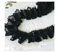 Adorno de encaje, Diadema grande en forma de corazón con pliegues, diseño suave(Black)