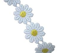 Adorno De Encaje Flores Bordado 1 Yarda Encaje Decoración Floral Apliques Bordados 25mm Ancho Para Decoración Ropa Disfraces