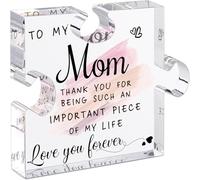 Adorno de escritorio con diseño de bloques de rompecabezas de acrílico grabado, para el día de la madre, mamá, abuela, esposa, de hija, hijo, tía sentimental