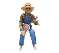 Adorno de escritorio de esqueleto musical animado para Halloween y otoño con canciones multilingües y accesorios para cabina de fotos (amarillo, talla única)