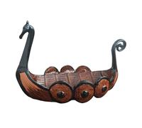 Adorno de estante de, estatuilla de barco de resina, acabado en negro marrón envejecido, pieza de exhibición de cabeza de dragón, personaje de habitación histórica, atractivo para coleccionistas