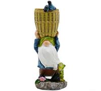 Adorno de estatua de gnomo de jardín de resina, contenedor de maceta enana sin rostro de 8.45 pulgadas para patio al aire libre, decoración de patio y balcón, resistente a la intemperie, azul