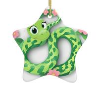 Adorno de estrella colgante de cerámica para árbol de Navidad con diseño de YYHWHJDE Little Snake in the Petals impreso para decoración del hogar, exhibiciones comerciales