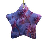 Adorno de estrella colgante de cerámica para árbol de Navidad con texto en inglés "YYHWHJDE Frost Upon the Flowers" impreso para decoración del hogar, exhibiciones comerciales