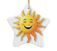 Adorno de estrella colgante de cerámica para árbol de Navidad con texto en inglés "YYHWHJDE The Kindly Smiling Sun" puede añadir un toque romántico a festivales o fiestas