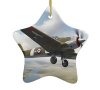 Adorno de estrella colgante de cerámica para árbol de Navidad, diseño de avión de la Segunda Guerra Mundial de WHJSSF para decoración del hogar, exhibiciones comerciales