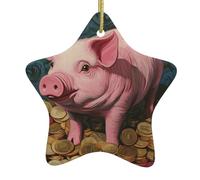 Adorno de estrella colgante de cerámica para árbol de Navidad, diseño de cerdo de dinero YYHWHJDE para decoración del hogar, exhibiciones comerciales