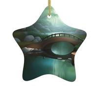 Adorno de estrella colgante de cerámica para árbol de Navidad, diseño de HJFCZH Little Bridge in the East, para decoración del hogar, exhibiciones comerciales