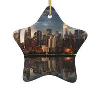 Adorno de estrella colgante de cerámica para árbol de Navidad, diseño de YYHWHJDE el horizonte de la ciudad de Nueva York, para decoración del hogar, exhibiciones comerciales