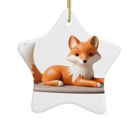 Adorno de estrella colgante de cerámica para árbol de Navidad, diseño de zorro de cerámica YYHWHJDE que puede añadir un toque romántico a festivales o fiestas