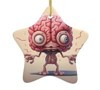 Adorno de estrella colgante de cerámica para árbol de Navidad, impresión HJFCZH de cerebro humano que puede añadir un toque romántico a festivales o fiestas