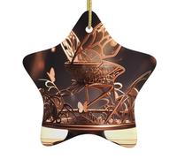 Adorno de estrella colgante de cerámica para árbol de Navidad, un hermoso candelabro de mariposa impreso que puede añadir un toque romántico YYHWHJDE festivales o fiestas