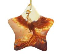 Adorno de estrella colgante de cerámica para árbol de Navidad, un hermoso fénix impreso que puede añadir un toque romántico YYHWHJDE festivales o fiestas