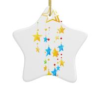 Adorno de estrella colgante de cerámica para árbol de Navidad, una hermosa campanilla de viento impresa que puede añadir un toque romántico YYHWHJDE festivales o fiestas