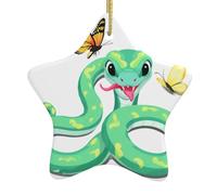 Adorno de estrella colgante de cerámica para árbol de Navidad, YYHWHJDE El destino de mariposas y serpientes impreso puede añadir un toque romántico a festivales o fiestas
