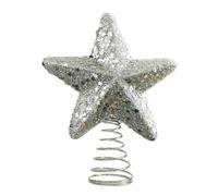 Adorno de estrella de cinco puntas con lentejuelas de 18 cm y 22 cm para decoración de árbol de Navidad, colgante de plástico dorado/plateado/blanco con espiral B (blanco-L)