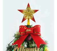 Adorno de estrella para la cima del árbol de Navidad, adorno brillante para la cima del árbol de Navidad, estrella navideña hueca, adornos p