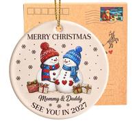 Adorno de Feliz Navidad con texto en inglés "Mommy and Daddy See You Soon"
