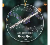 Adorno de flauta de regalo para agradecimiento, flautista, profesor, estudiante, musicales, nombre del año personalizado, flautista, adorno de Navidad 2024, adorno de Navidad personalizado para