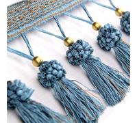 Adorno de flecos con cuentas, Cinta de 5 metros for ribete cortina, costura, mantel, decoración DIY(Blue)