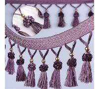Adorno de flecos con cuentas, Cinta de 5 metros for ribete cortina, costura, mantel, decoración DIY(Purple)
