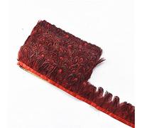 Adorno de flecos de plumas, Adornos de plumas faisán for manualidades, multicolor, lote 10 metros, 5-6 cm ancho(Red)
