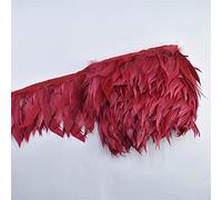 Adorno de flecos de plumas, Borde De Flecos Plumas Ganso Multicolor 1m 10cm(Wine Red)