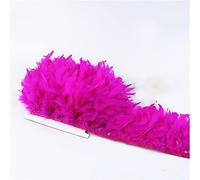 Adorno de flecos de plumas, Cinta con adornos de plumas pavo for decoración artesanal, disfraz, Multicolor, 2-10 metros(Rose Red,10 Meters)