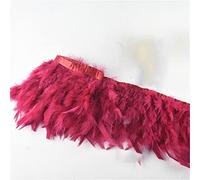 Adorno de flecos de plumas, Cinta con adornos de plumas pavo for decoración artesanal, disfraz, Multicolor, 2-10 metros(Wine Red,10 Meters)