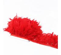 Adorno de flecos de plumas, Cinta con adornos de plumas pavo for decoración artesanal, disfraz, Multicolor, 2-10 metros(Red,2 Meters)
