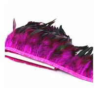 Adorno de flecos de plumas, La pluma de la cola del gallo pollo 5 metros adorna anchura multicolora 10-15CM(Rose Red)