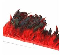 Adorno de flecos de plumas, La pluma de la cola del gallo pollo 5 metros adorna anchura multicolora 10-15CM(Red)
